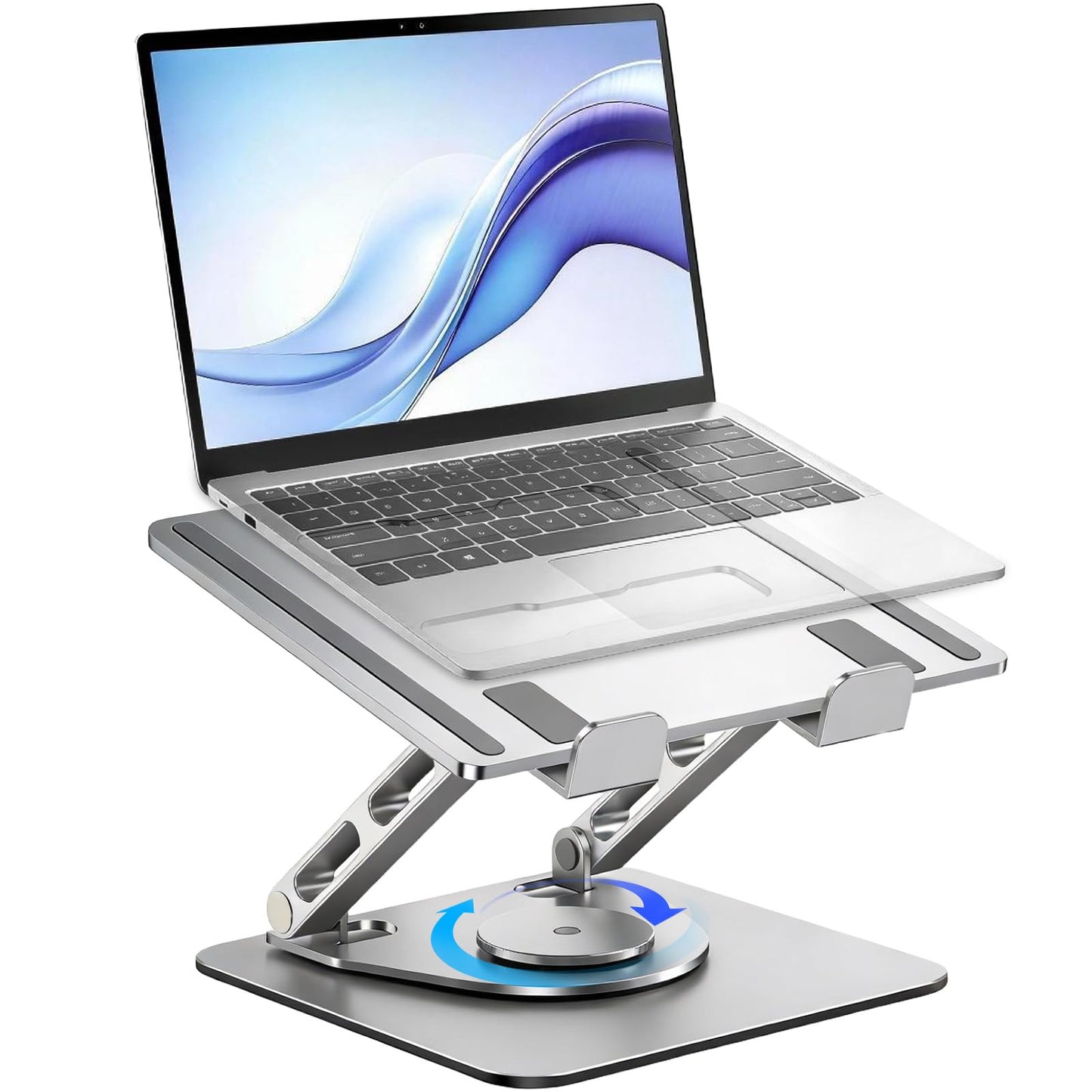 NBOUOU 360° Adjustable Laptop Stand for Desk, Swivel Base Laptop Riser Holder, Foldable Riser for Desk Foldable Ergonomic Notebook Stand with