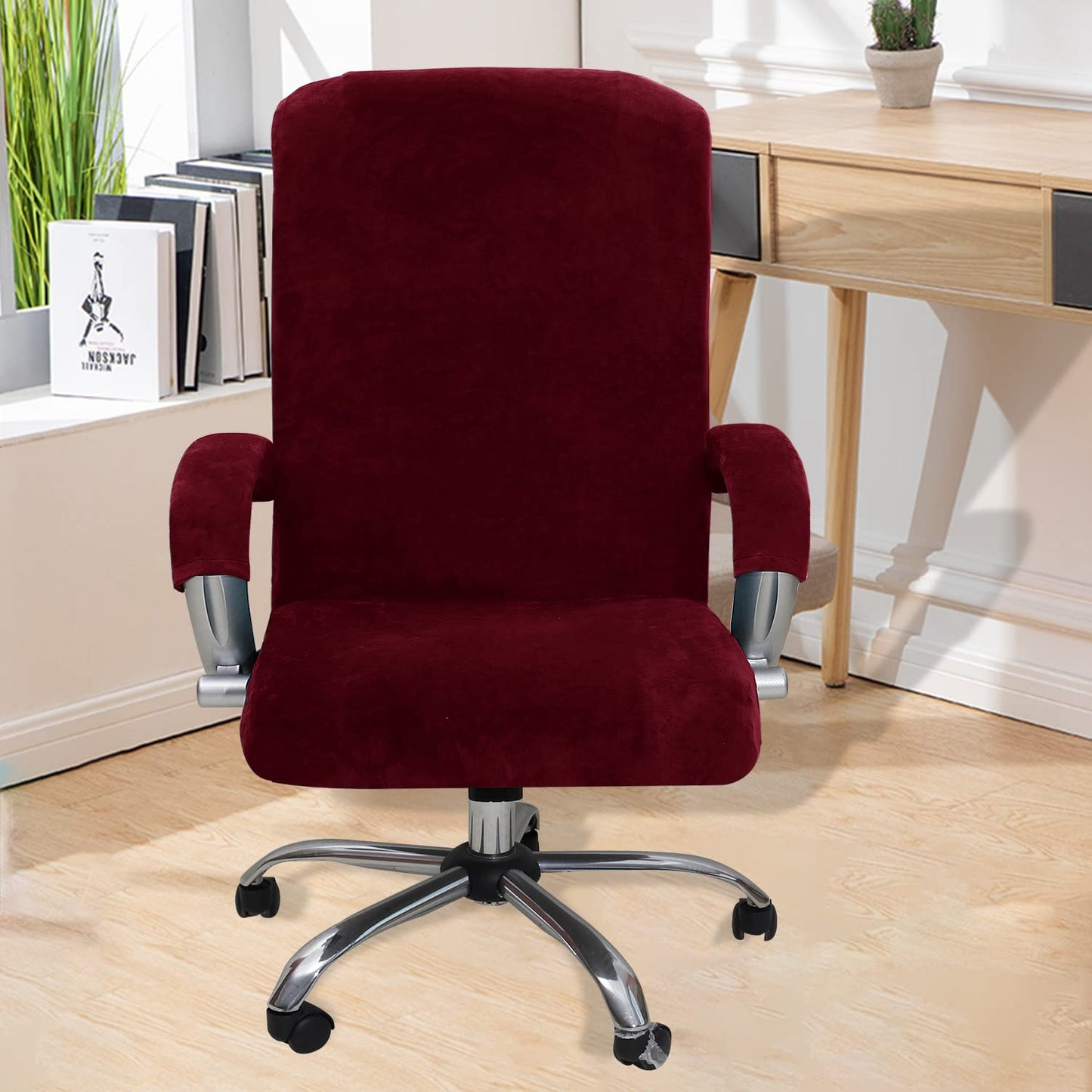 Bestenrose Velvet Office Chair Cover Stretch Computer Desk Armchair Covers