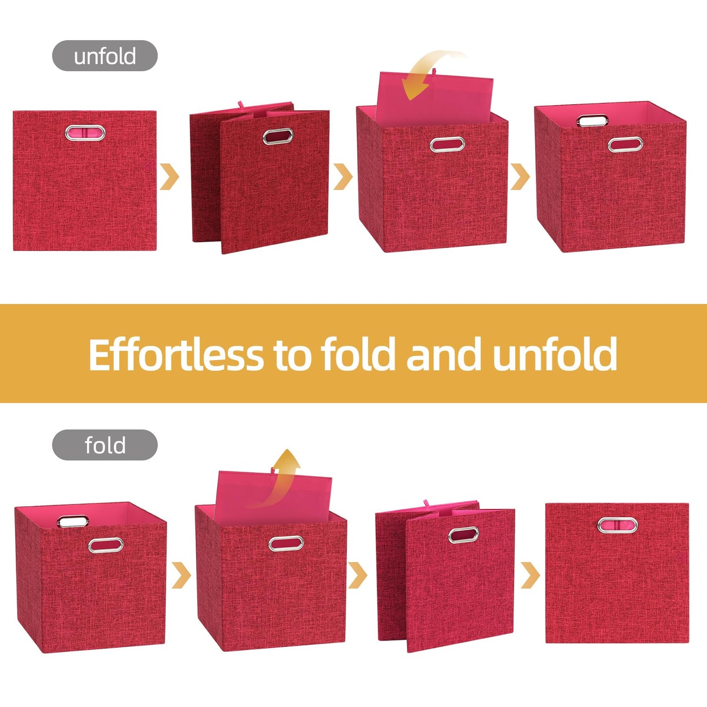 BinWhiz 4 Pack Collapsible Linen Fabric Storage Cubes/Organiser - 33x33x33 cm Fabric Bins for Kallax Shelves, Cabinet, Bookcase, Closet