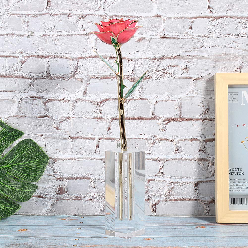 Acrylic Display Stand Transparent Rose Single Flower Show Base for Home Desktop Decoration
