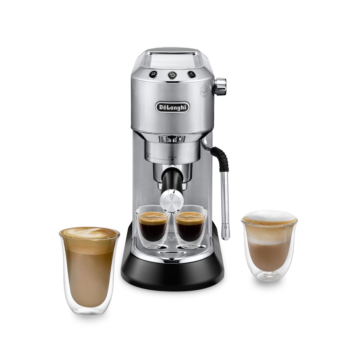 De'Longhi Dedica Arte EC885.M, Traditional Barista Pump Espresso Machine, Manual Coffee Machine with My LatteArt Steam Wand, Compact Design 15cm Wide,