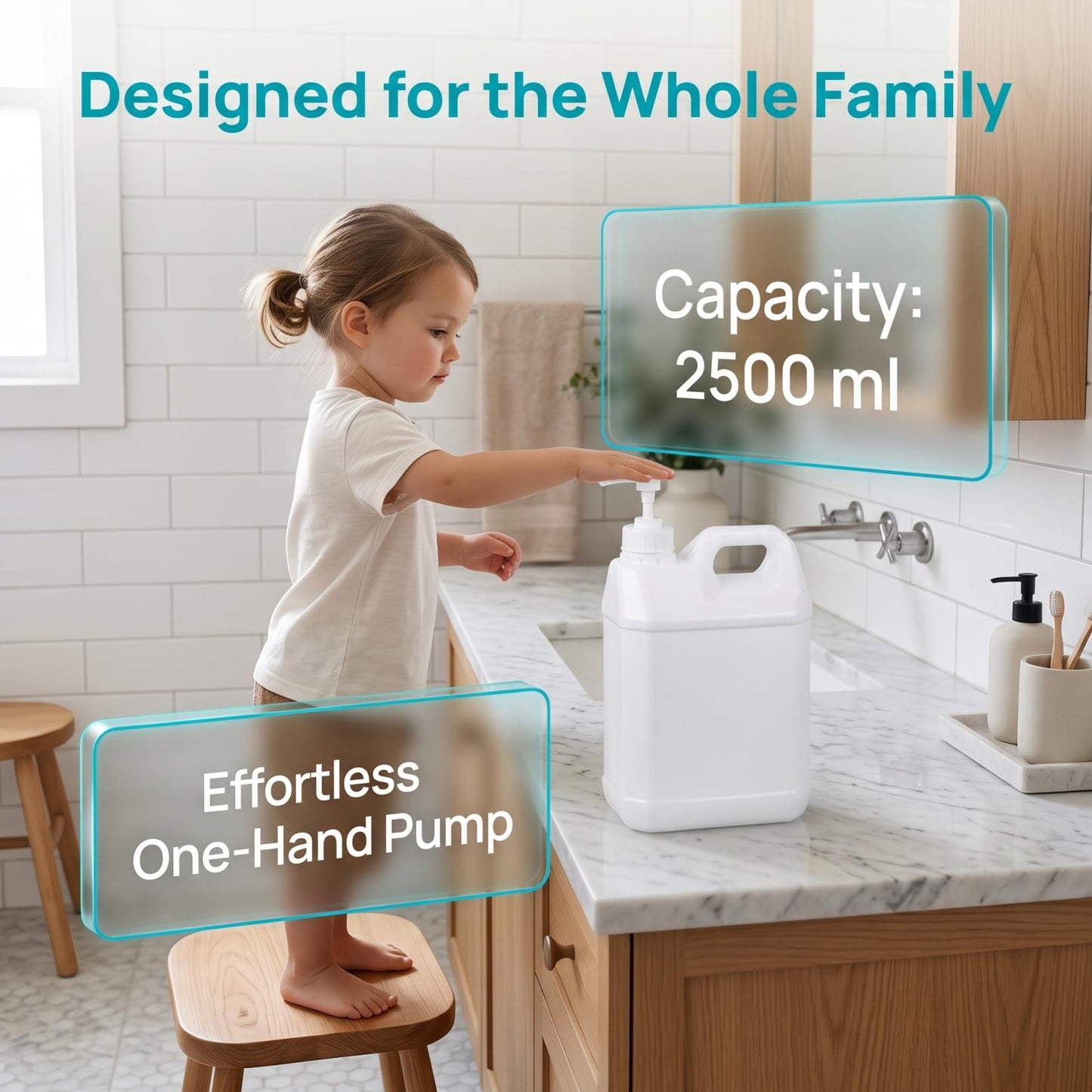 EXCEART 5L Pump Bottle Refillable Dispensing Container with Wide Opening and Anti-Leak Seal for Lotion Soap Sterilization Liquid Storage Easy Press