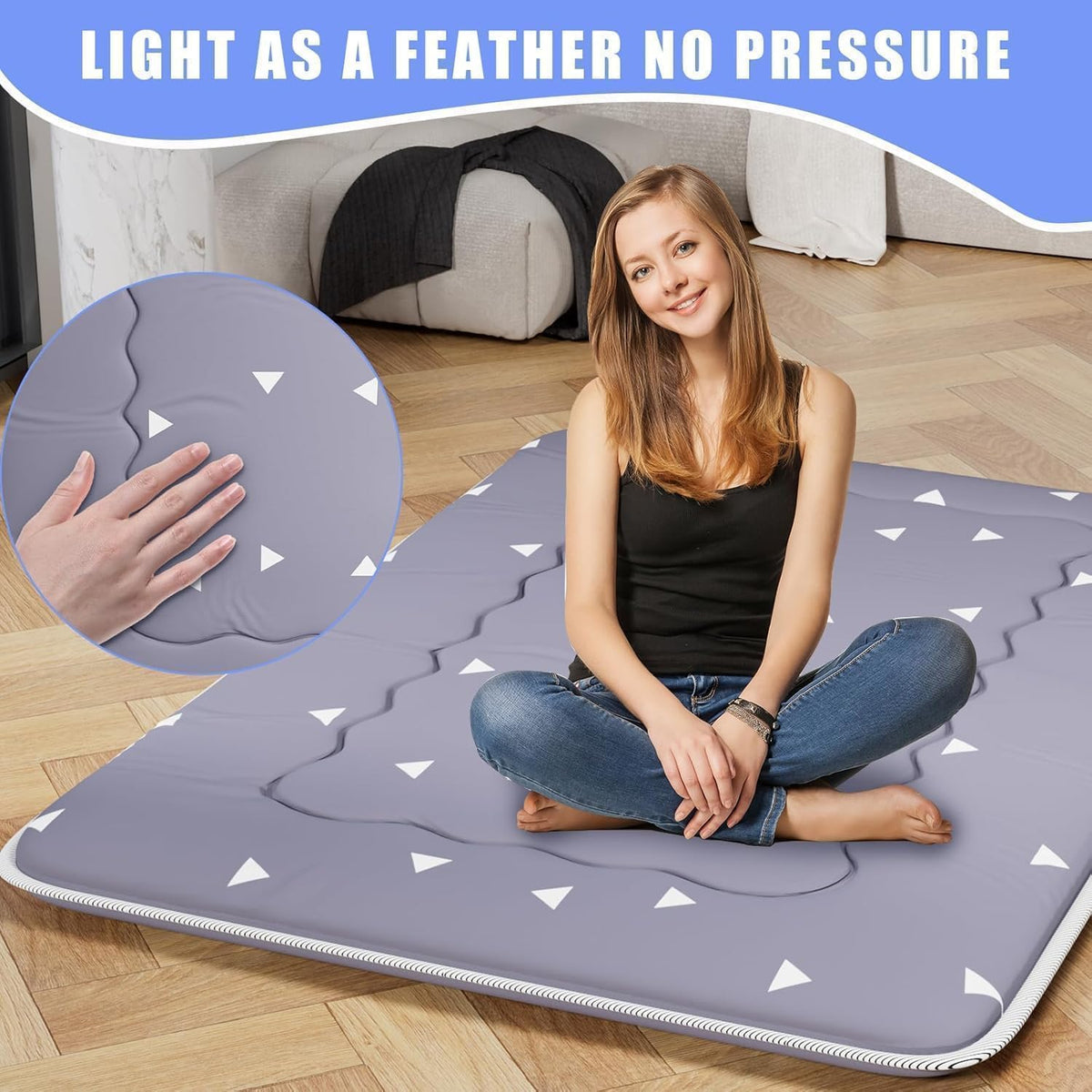 Kiseely Japanese Futon Mattress, Foldable Tatami Mat Portable Dormitory Sleeping Pad With Bag & Strap
