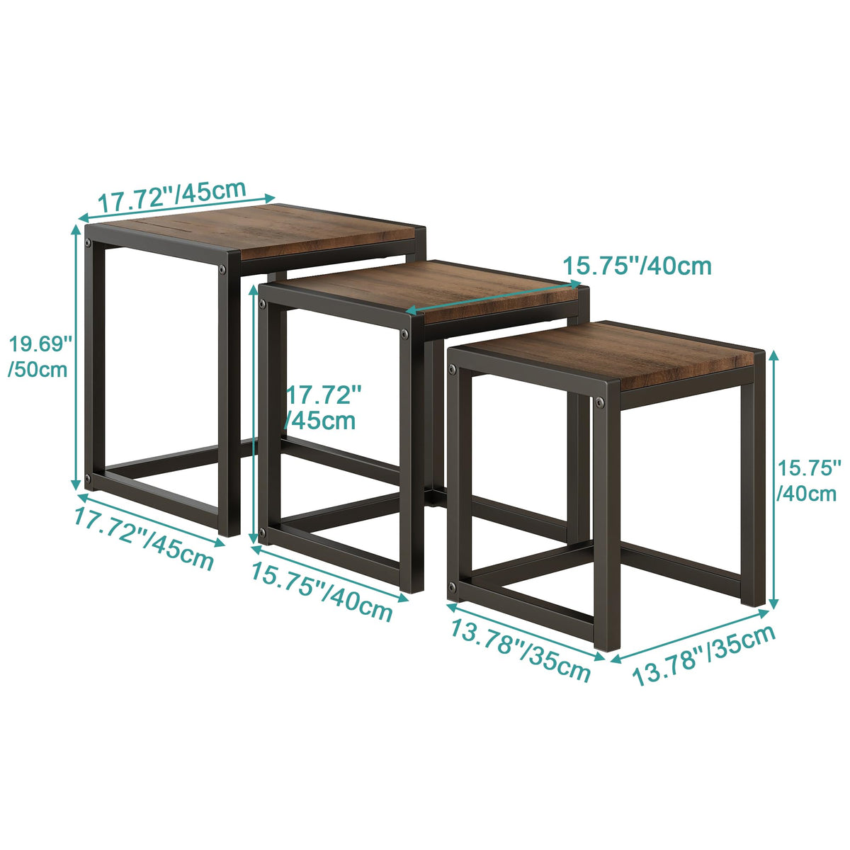 Diahomy Nesting Coffee Table, Set of 3 Stacking Side Tables,Walnut