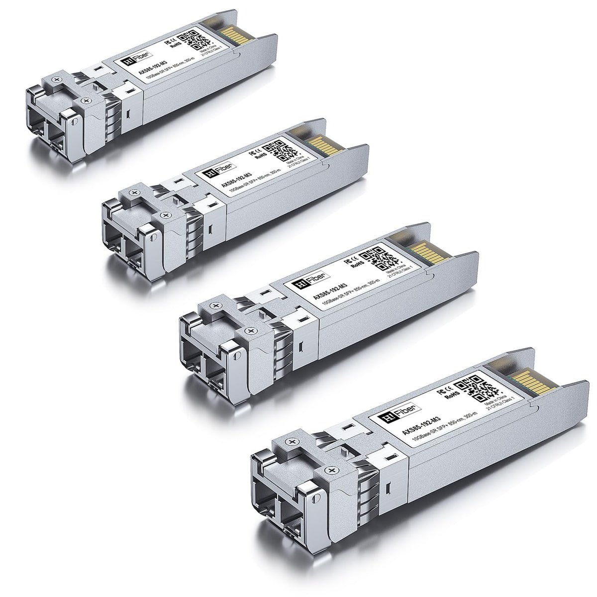 4 pack,10G Multimode SFP+ LC Module, 10GBase-SR Fiber Transceiver for Cisco SFP-10G-SR, Meraki MA-SFP-10GB-SR, Ubiquiti UniFi UF-MM-10G, Mikrotik,
