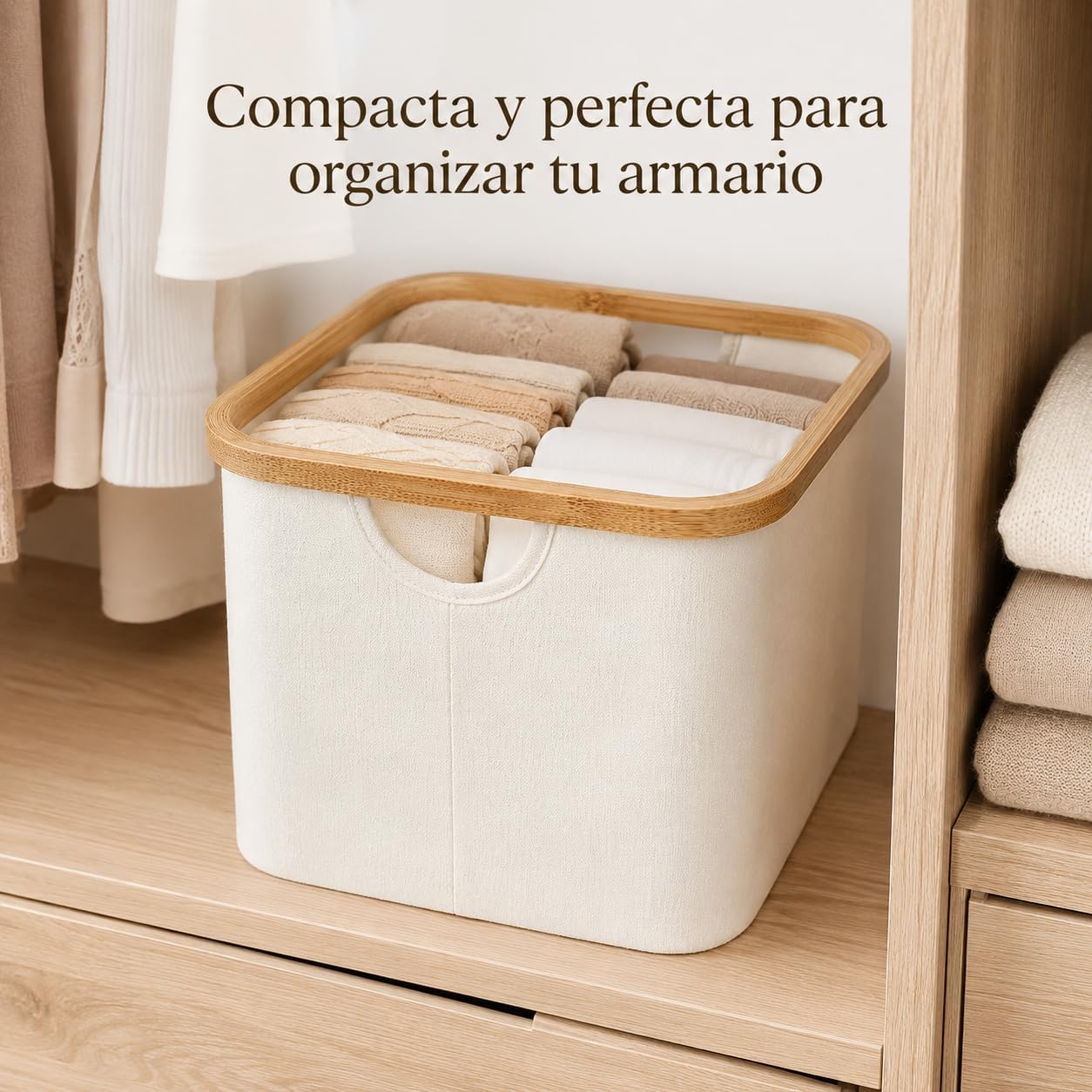 LIN HOME RS22110 Stackable Organizer Boxes with Soft Structure Canvas and Stable Bombu Frame Foldable Closet Organizer for Bathroom or Bedroom