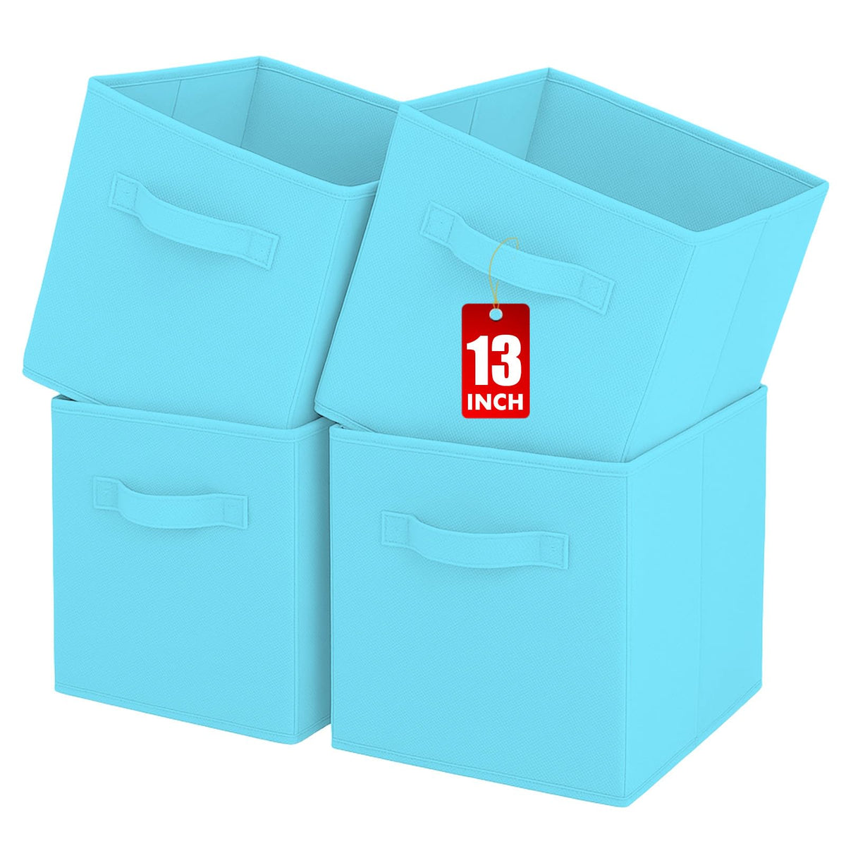 Pinkgarden Storage Box, Collapsible Fabric Storage Cube with Handles for Home, Kids Room, Closet and Toy Organization,Pack of 4, 33 x 33 x 33 cm