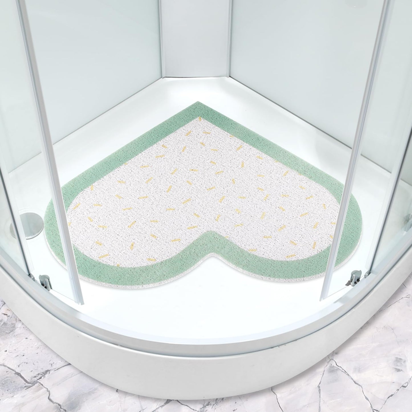 Corner Shower Mat 60 x 60 cm Non Slip Anti Mould Sector Loofah Bath Mat for Inside Shower Curved Quadrant Bath Mat for Bathroom Wet Area with Drain