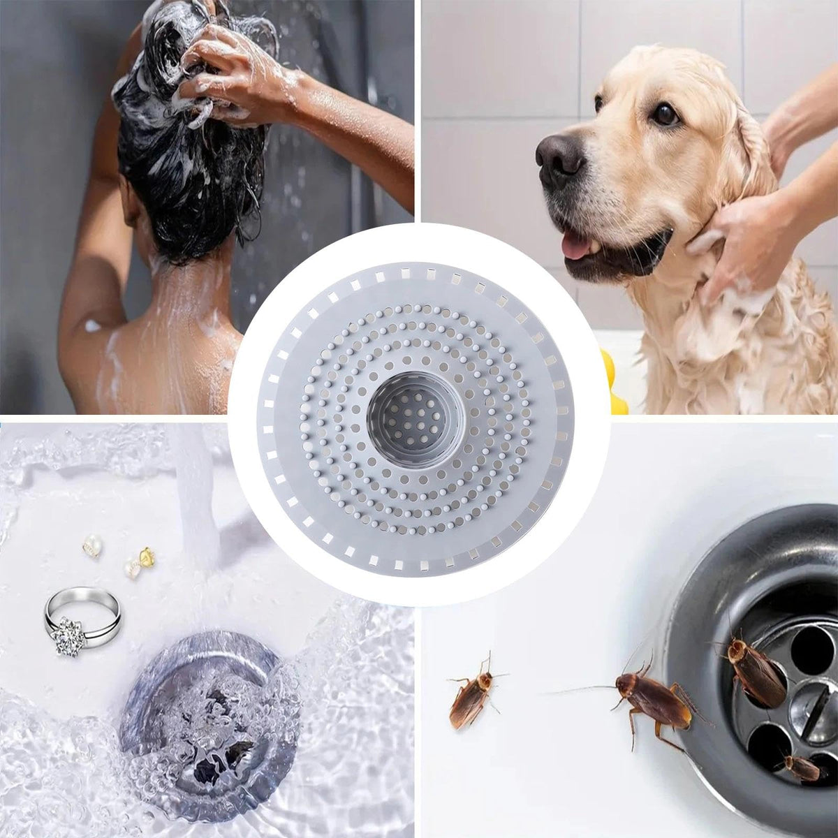 JOOTUEPO 1 Pack Silicone Shower Drain Hair Catcher, Silicone Sink Strainer Protector Shower Drain Cover Hair Stopper Trap Sink Filter for Bathroom