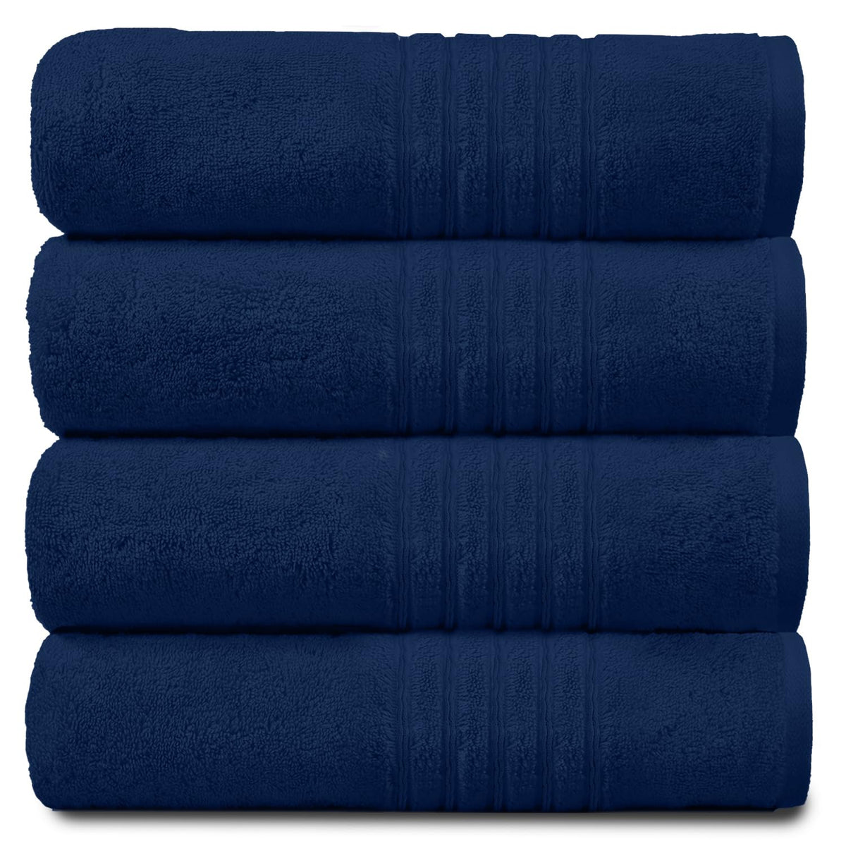 GC GAVENO CAVAILIA Luxury Pack Of 4 Bath Sheets, 100% Egyptian Cotton Towels, 450 GSM Quick Dry Towel, Navy, 80X140