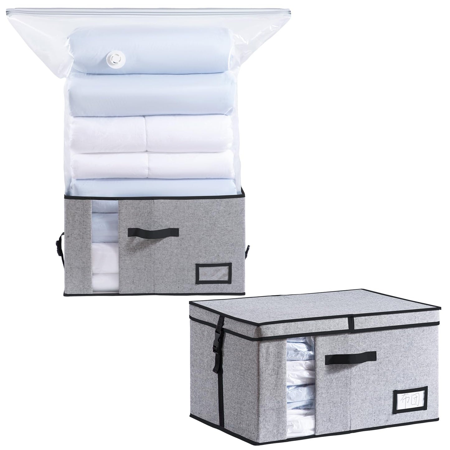 TAILI Vacuum Storage Bag with Box,53x38x30 cm 2 in 1 Space Saver for Duvets