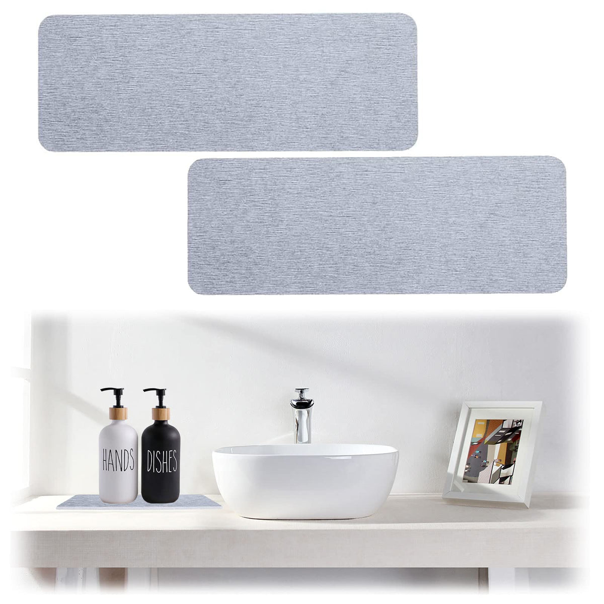 2pcs Water Absorbing Stone Tray, Diatomite Soap Dish 8.66x3.15in Water Absorbent Diatomite Coasters, Instant Dry Sink Organizer Sink Tray, Sink Fast