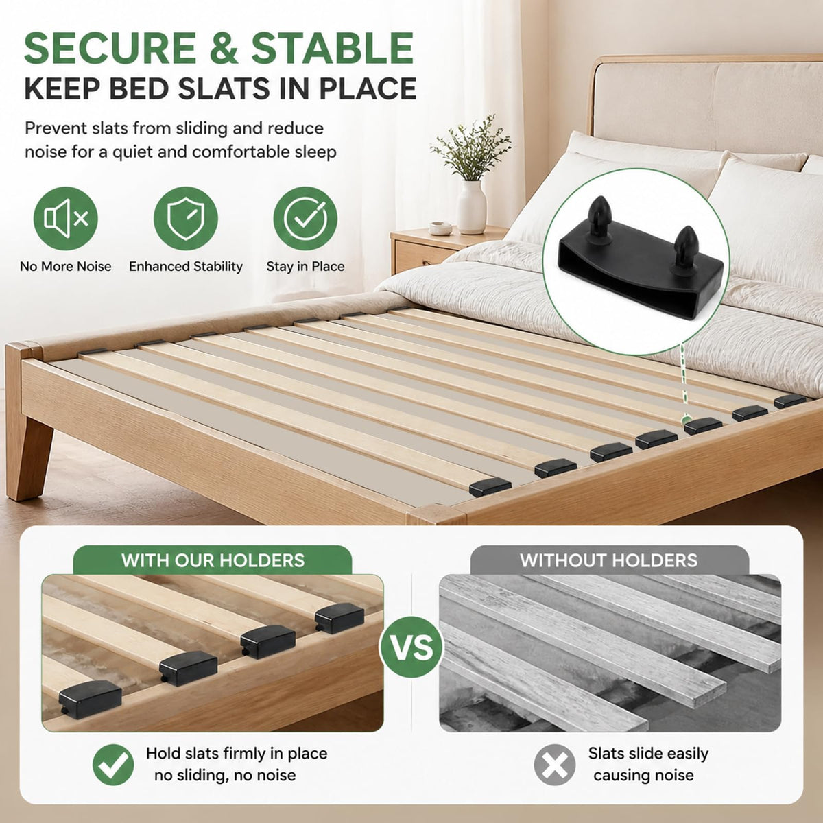 Lafefe 12 Pcs Single Bed Slat Holders for 55mm Slats, Replacement End Bed Slat Caps