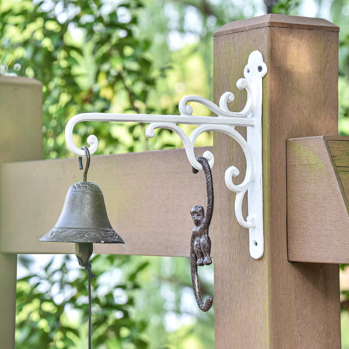 Sungmor Cast Iron Wall Hook Plant Hangers - Home & Garden Heavy Duty Hanging Bracket Plant Hooks - 2PC WHITE Decorative Wall Mount Hooks for Hanging