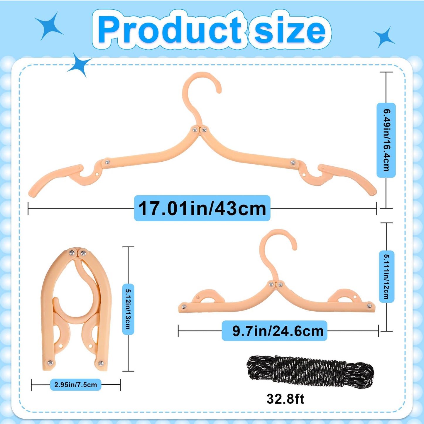 Incisite 20 Pcs Travel Hangers, Foldable Hangers, 4 Colors