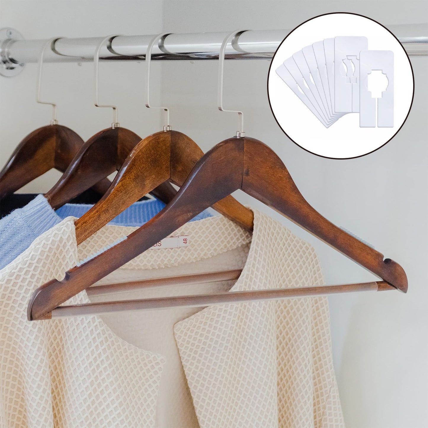 jeufun 8 PCS White Rectangular Clothing Rack Size Dividers for Sorting