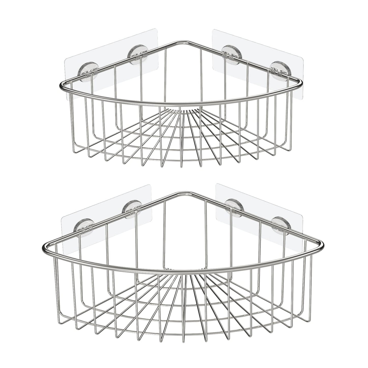 HEETA Corner Shower Caddy Deep Basket, Wall Mounted Bathroom Shelf, Rustproof Storage Organizer Adhesive Shower Caddy Basket for Bathroom, Toilet and