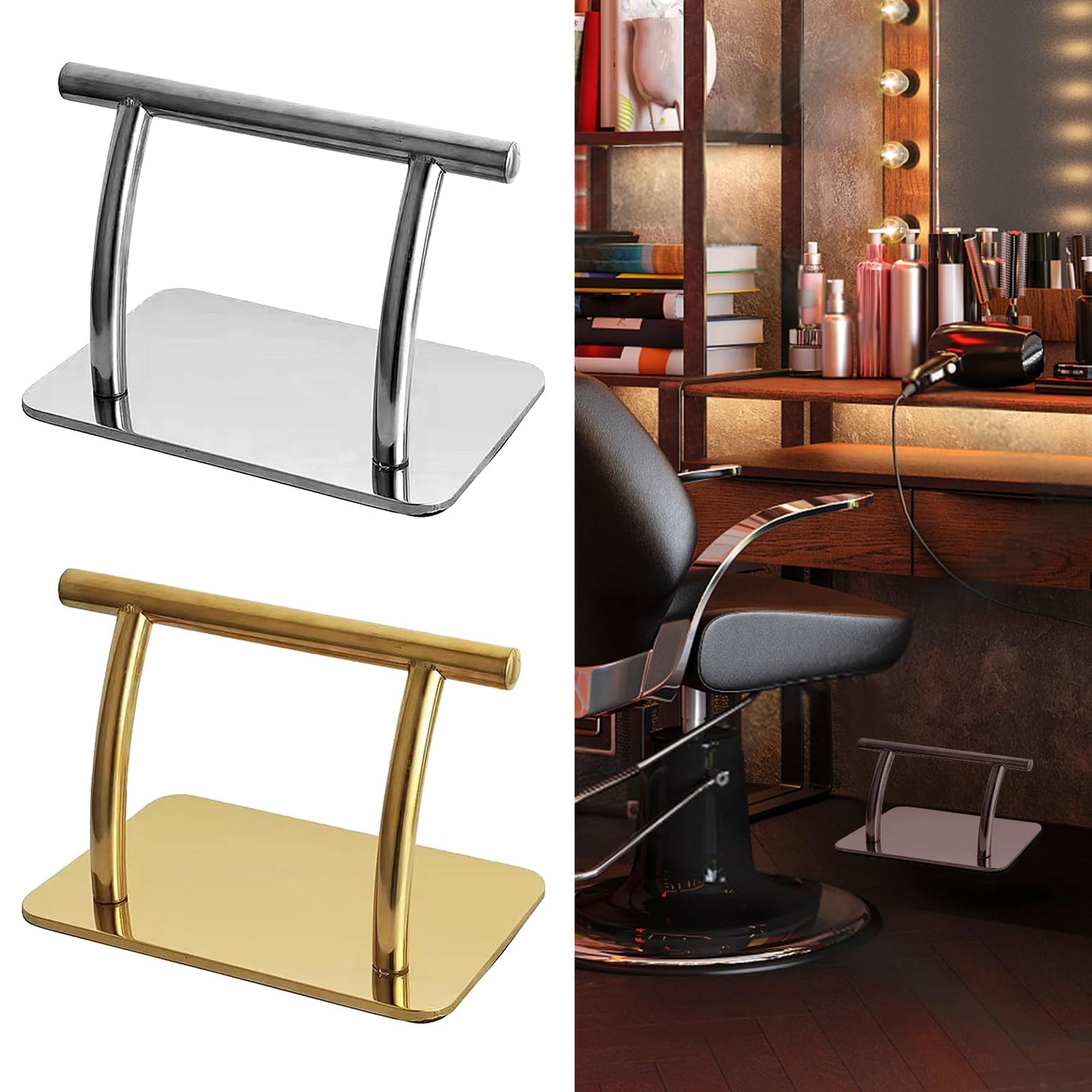 Salon Foot Rest Stainless Steel Professional Hairdressing Practical Durable Foot Pedal for Beauty Spa Nail Massage Barber Chairs Hair Chair,Mobile