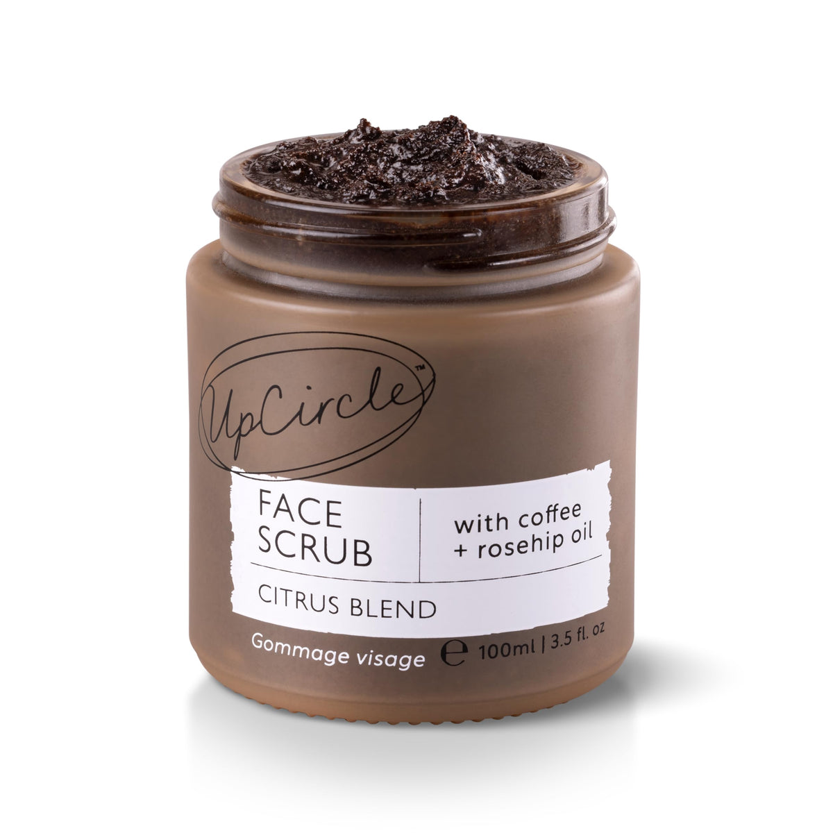 UpCircle Coffee Face Scrub - Citrus Blend For Normal + Dry Skin 100ml - Shea Butter, Coconut + Rosehip Oil - Natural, Vegan Face Exfoliator For Soft,