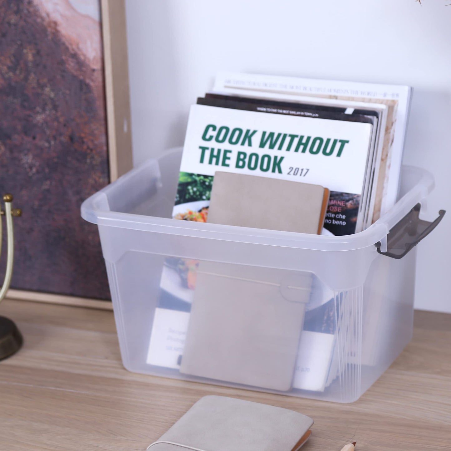 Citylife 6 Packs 8L Storage Boxes with Lids Clear Plastic Storage Box with Handle Stackable Storage Boxes, 31.5 * 22.5 * 19.5cm