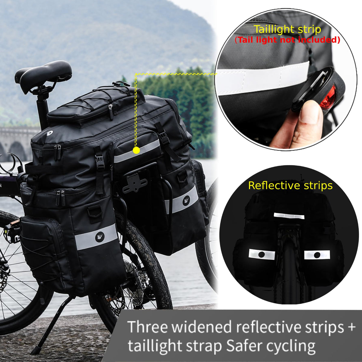 BAIGIO 3-in-1 Multifunctional Bike Panniers Large 75L Bicycle Rear Rack Bags for Back Seat Cycling Carrier Backpack with Shoulder Straps & Waterproof