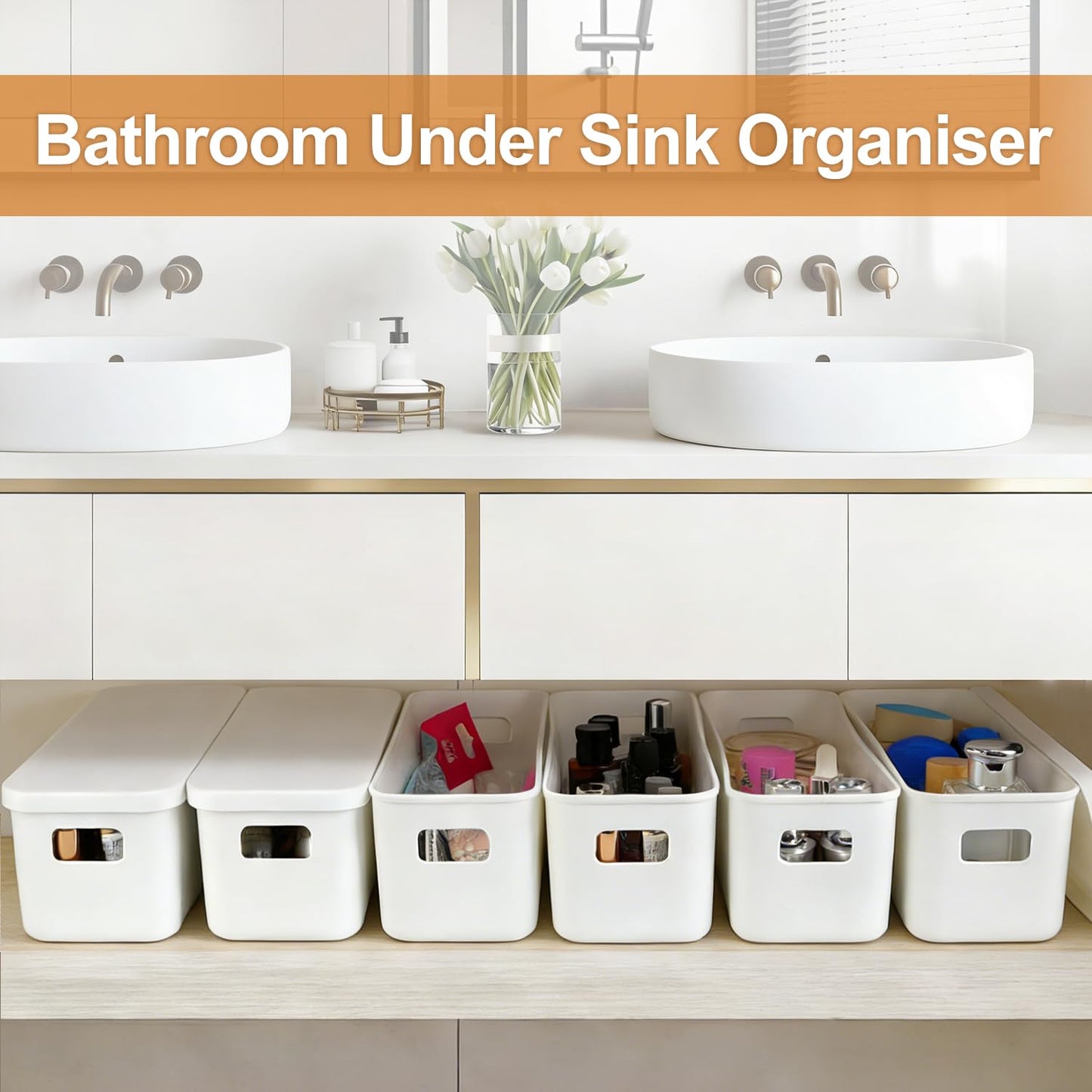 10cm Wide Narrow Plastic Small Storage Boxes with Lids 4 Pcs Long Slim 2.2L