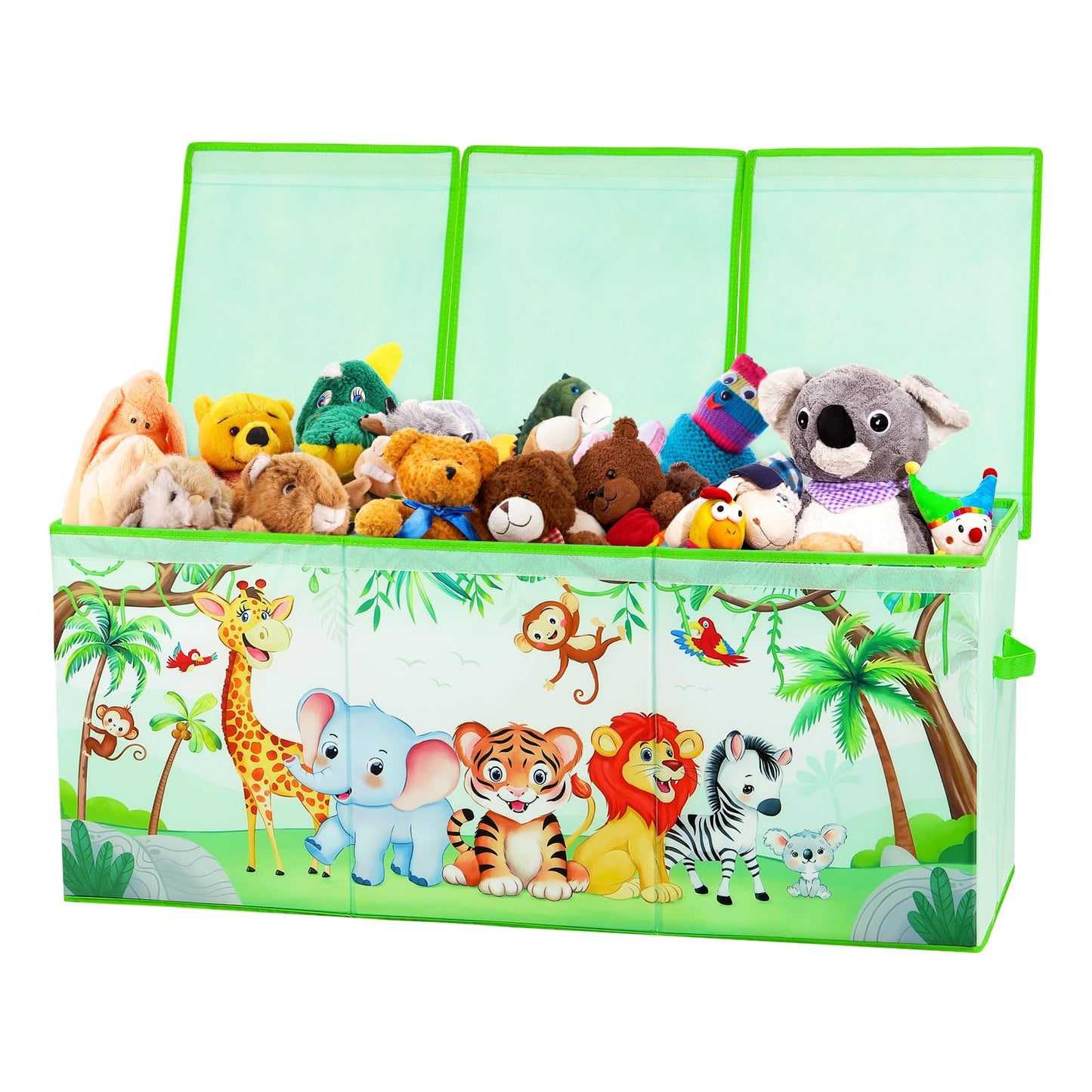 Decalsweet Jungle Animal Extra Large Kids Toy Storage Box with Lid,Foldable Oxford Toy Storage Organizer Box for Girls Boys-963240cm-Lightweight Toy