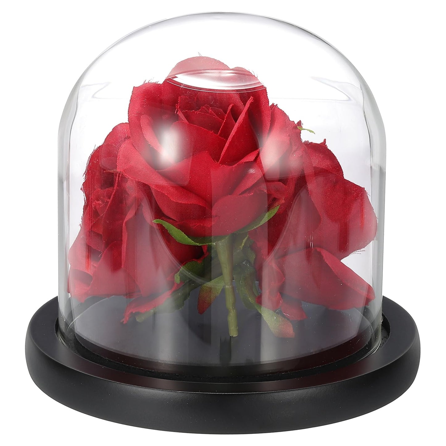 sourcing map Glass Cloche Display Dome, 4.7" x 4.7" Glass Dome Display Case Wood Base Tabletop Jar Case Decorative Bell Jar for Plant Home Decor
