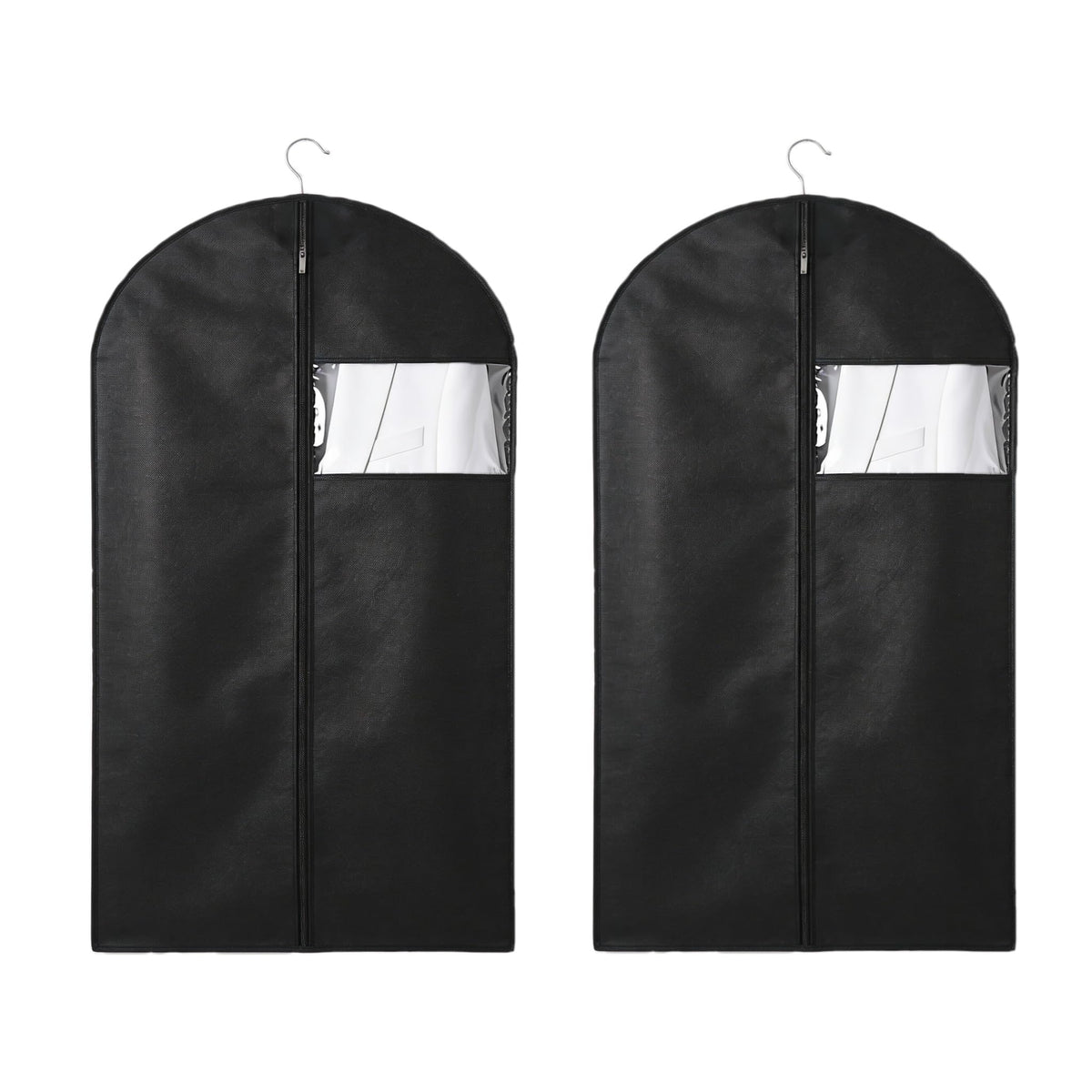 2 PCS Suit Covers for Men,Foldable Dress Bags,Suit Carriers for Men with Clear Window Black Zipper,Reusable Clothes Covers for