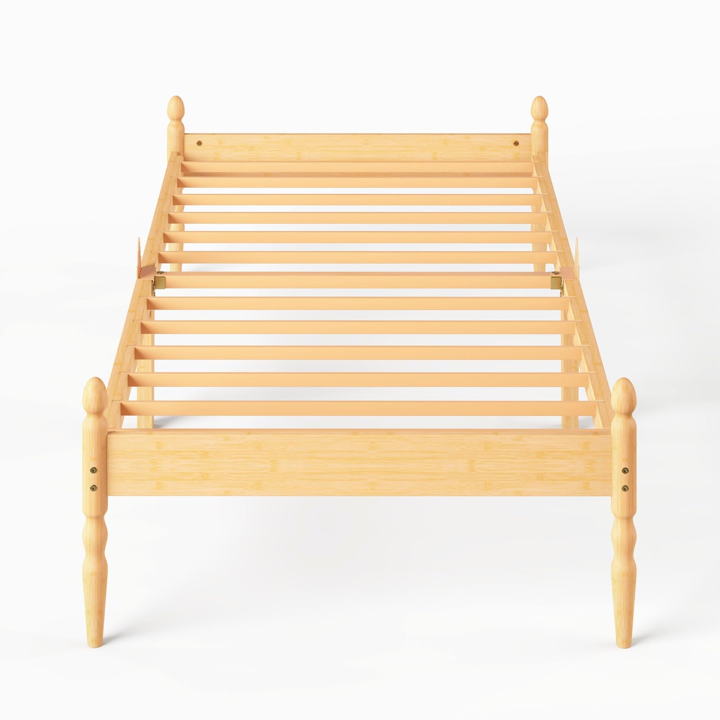 Hunlostten Wooden Single Bed Frame - Wood Platform Bed Frame Single with Metal Slats Support, Easy to Install, Noise Free, Sturdy, 35.5 cm High with