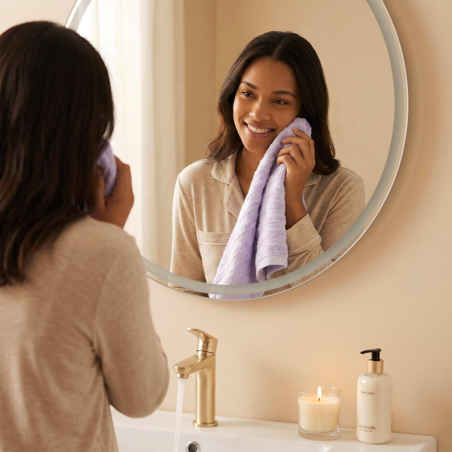 Vie TRIOMPHE 4-Pack Ultra-Soft Fluffy Face Towels 34x80cm, Zero-Twist Long-Staple Cotton, Blue Pink Purple Yellow, Cloud-Like Plush Texture