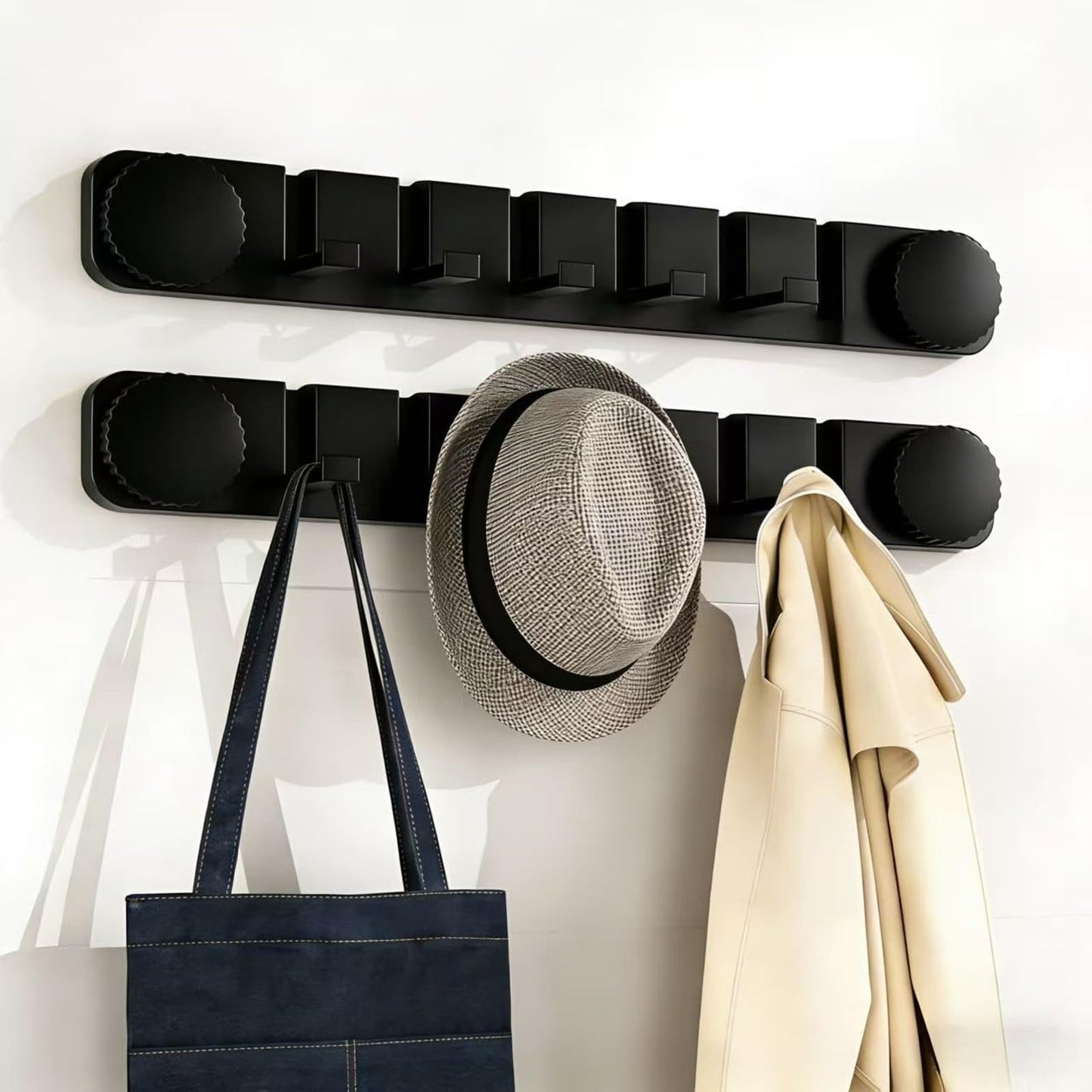 Plliocse Wall Coat Hook Racks Folding Invisible Coat Hooks Easy Install Clothes Rack for Space Saving (Grey 2PC)