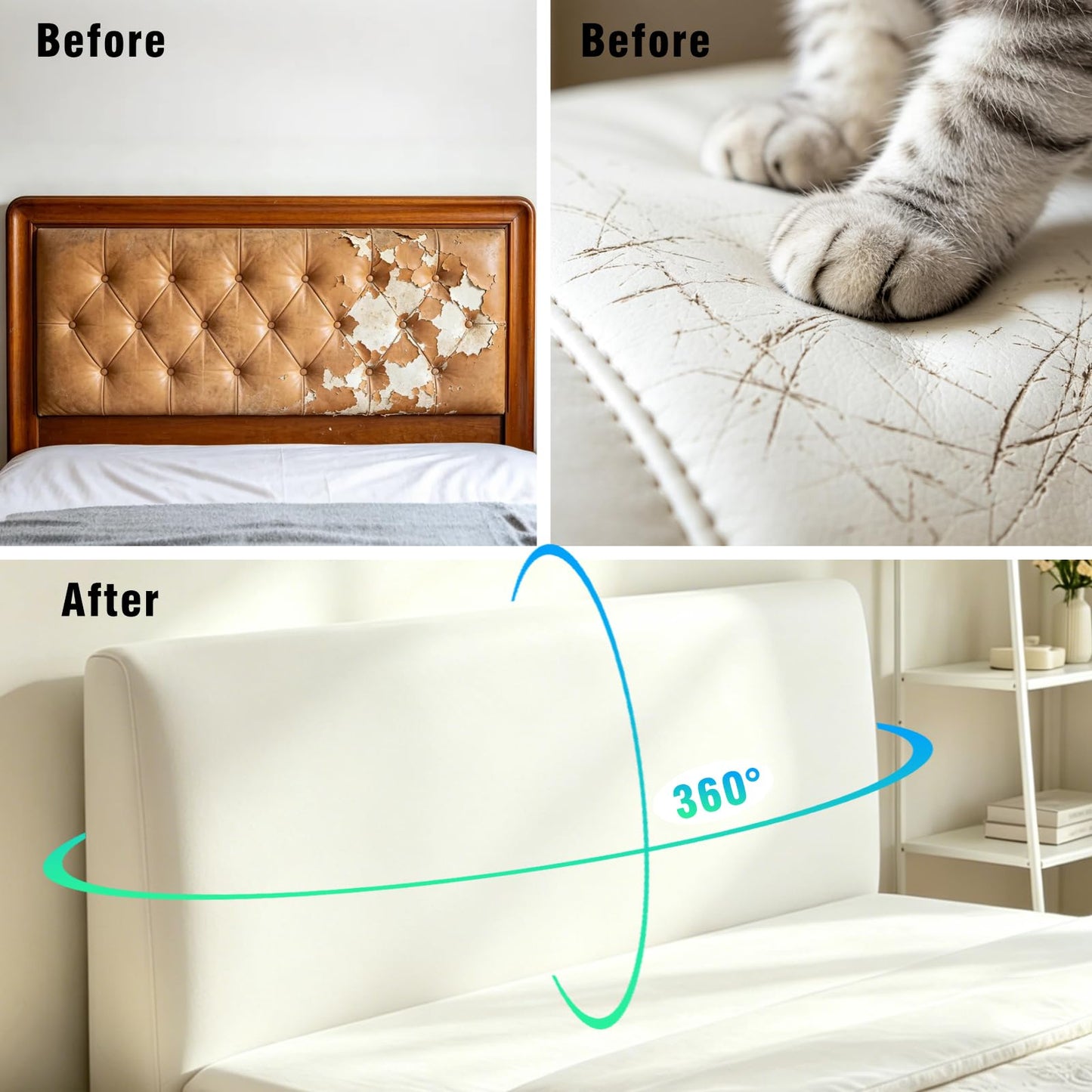 Sueving Stretch Headboard Cover, Bed Headboard Cover, Dustproof Headboard Wrap, All-Inclusive Bed Head Protector for Single/Double/King/Super King
