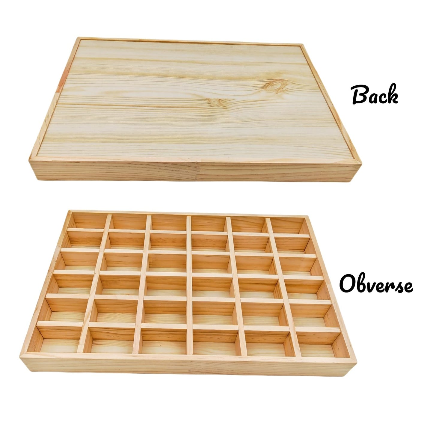 Anktily Unfinished Wooden Storage Divider Box, Showcase Display Box with 36 Compartments, Socks Organizer, Underwear Storage Case