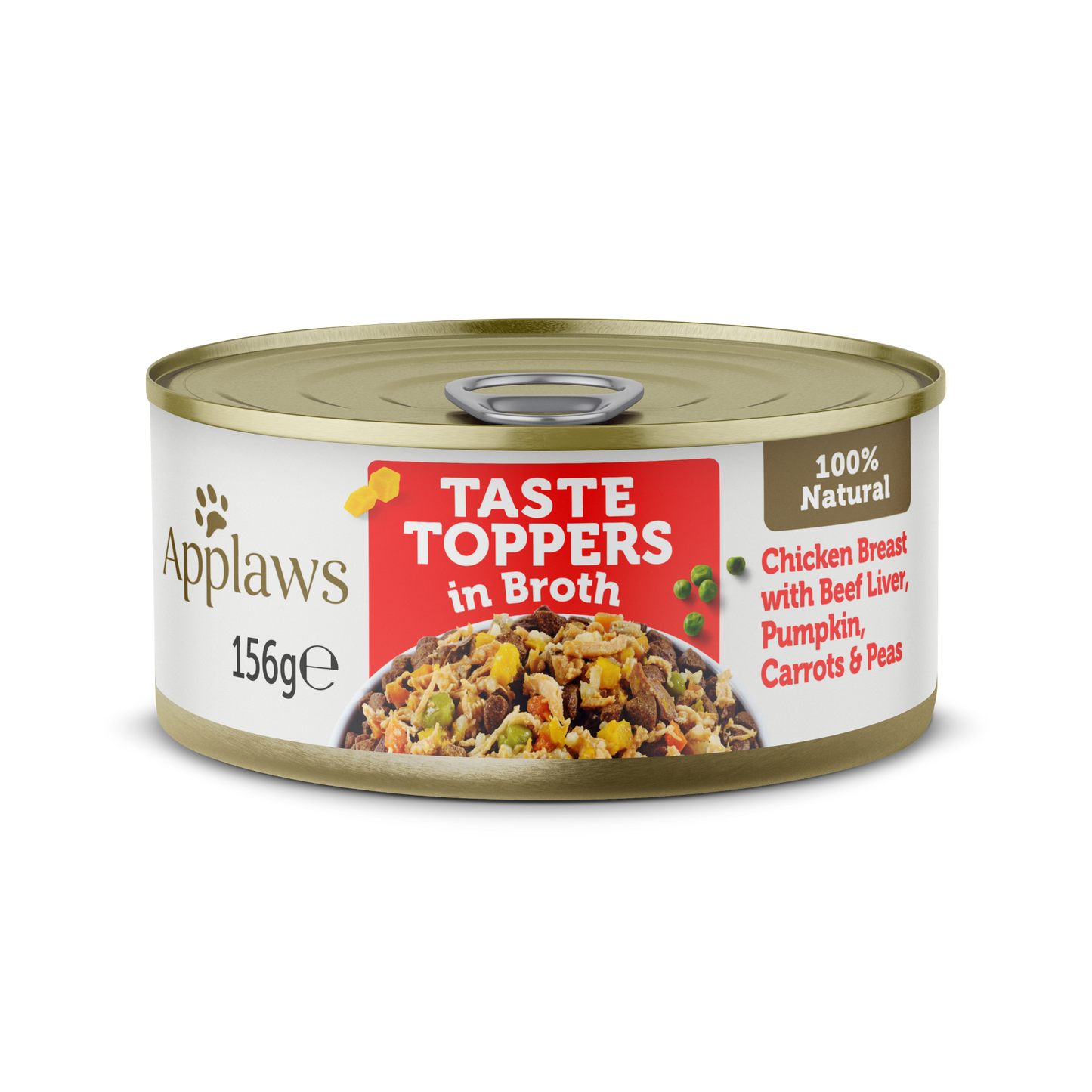 Applaws Taste Toppers Chicken Breast Beef Liver Pumpkin Carrots and Peas in Broth 156g - Case of 12
