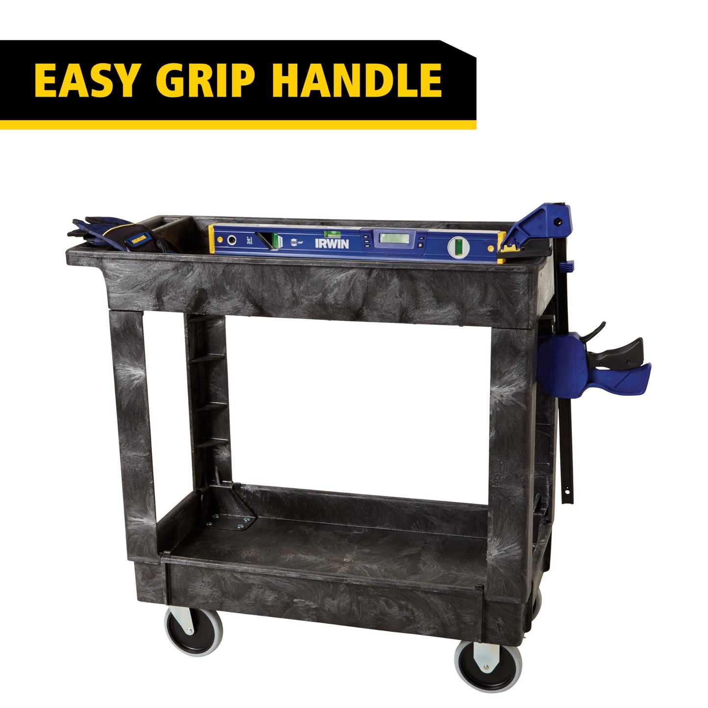 Rubbermaid Commercial FG9T6600BLA Service/Utility Cart, Two-Shelf, 300 lb capactiy, Black