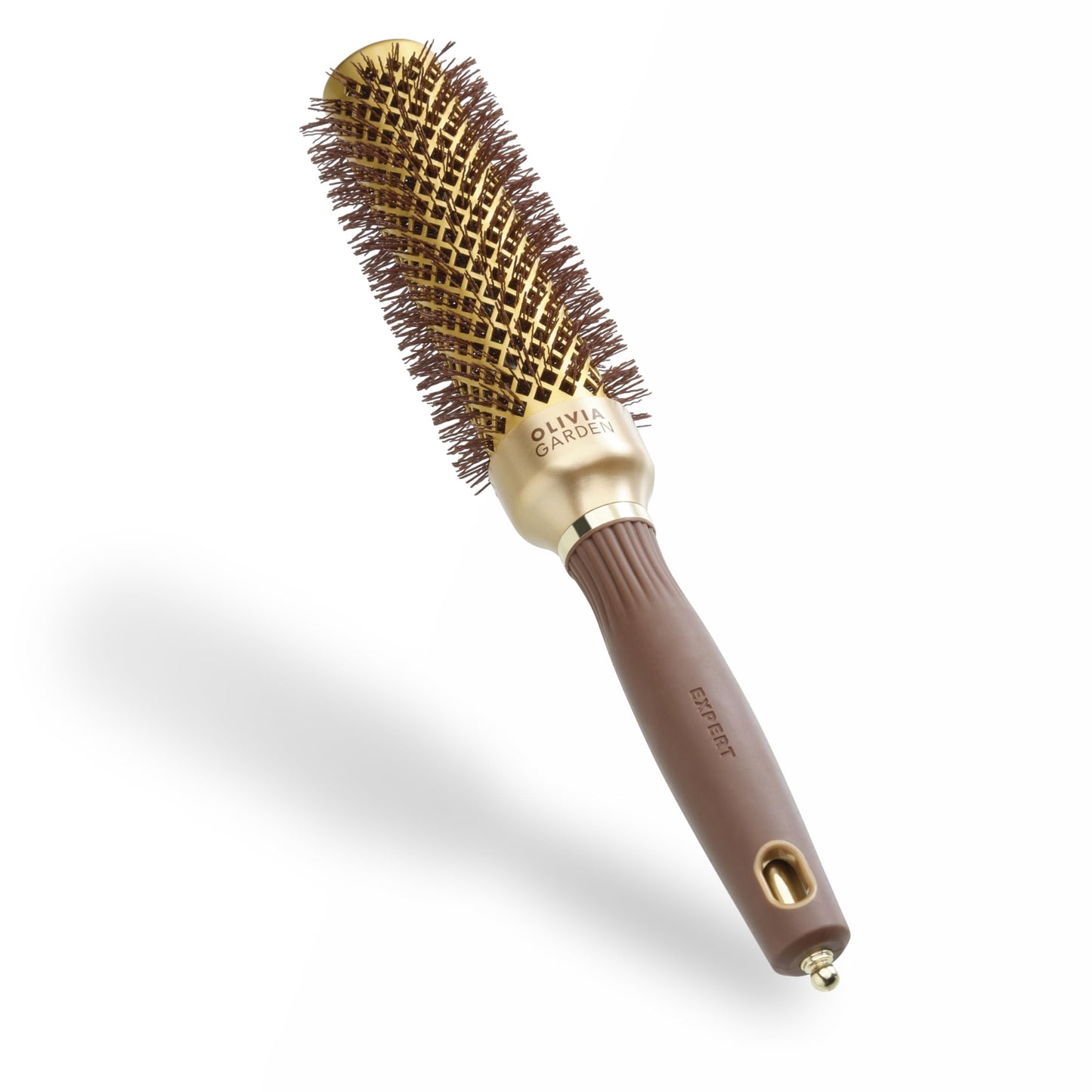 Olivia Garden Expert Blowout Speed ? Gold & Brown - 35 - Ceramic Coated Round Brush with Extra Long Barrel for 25% Faster Blowouts