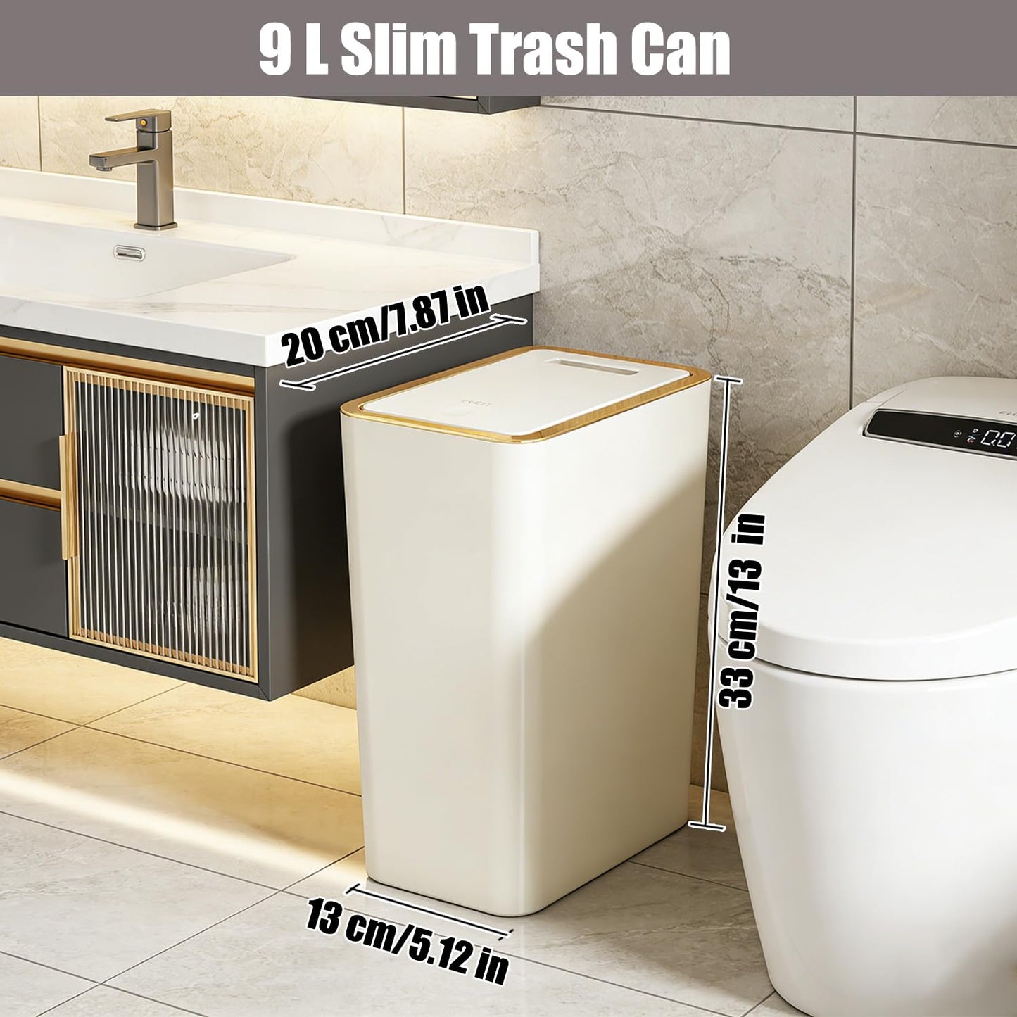 Stowetry 2 Pack 9L Bedroom Bin,Plastic Bathroom Bin with Lid
