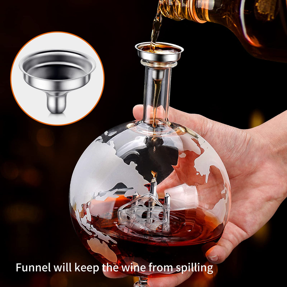 Whiskey Decanter and Glass Set,Globe Decanter,Whiskey Decanter Set,Decanter and Glasses Set,Whisky Decanter for Men,Whiskey Gift Sets for Men,Includes