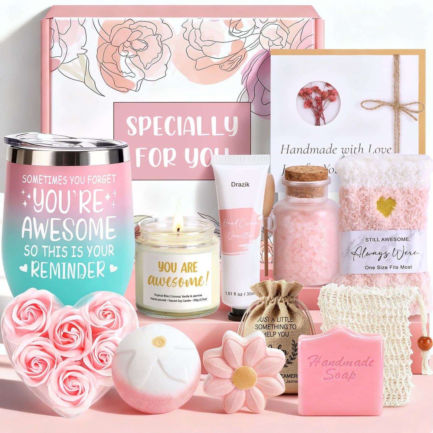 Drazik? Birthday Pamper Gifts for Women, Unique Self Care Package Pamper Hampers Kit for Her, Ladies Get Well Soon Gifts Christmas Spa Sets Xmas