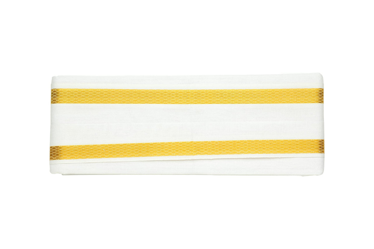 Aditri Creation Traditional Cotton White Golden Border Pooja Angvastram Towel/Gamcha/Shawl/Melmundu/Uthareeyam Kasavu Men Used During Religious