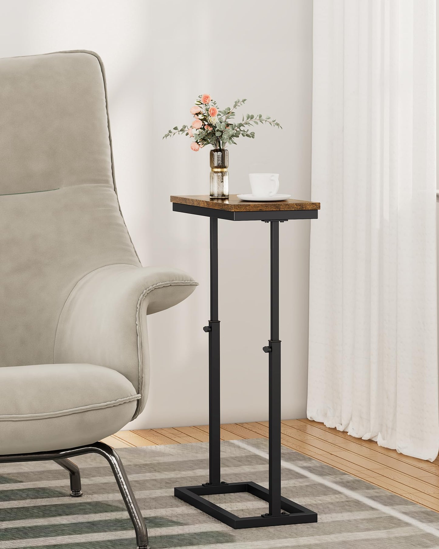 TUTOTAK End Table, Side Table, Tall Couch Table, Sofa Table, Living Room, Bed Room, Brown TB01BB083EU