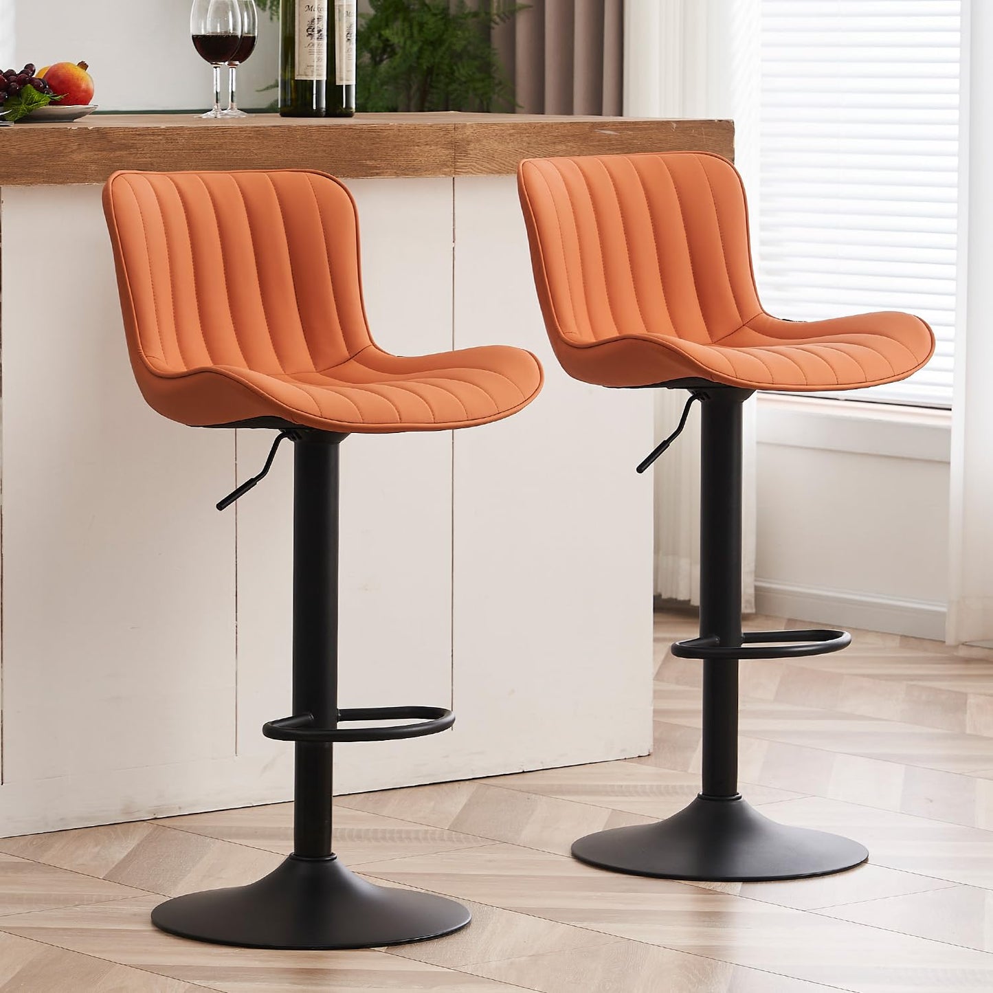 Kidol&Shellder Bar Stools Set of 2 Modern Breakfast Bar Stools, Camel