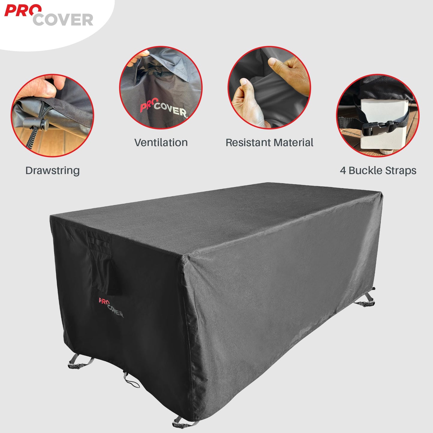 ProCover Premium Outdoor Furniture Cover: Durable, Waterproof Fabric with PVC Coating. Thick, Long-Lasting, Ideal for Garden Table, Lounge, Furniture,