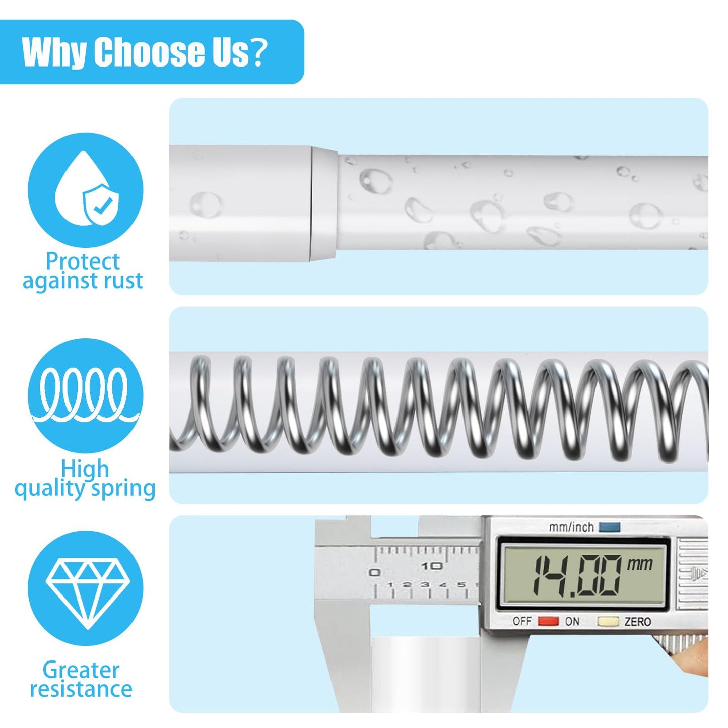 2 Piece Shower Rod Without Drill Stainless Steel Curtain Rod Holder Extendable Curtain Rod