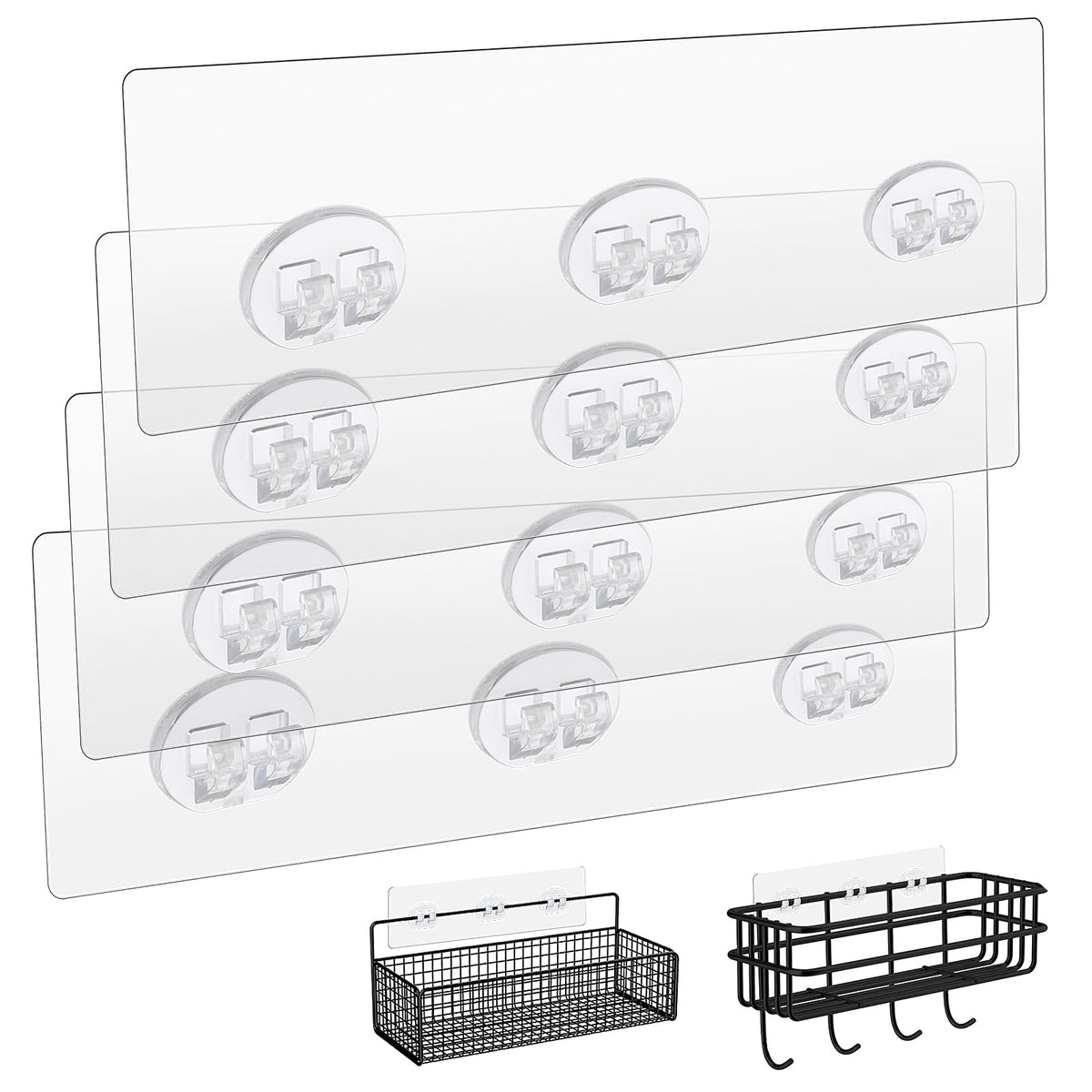 Dimeho 4 Pc Shower Caddy,Strong Shower Shelfe Adhesive Hook Kitchen Rack