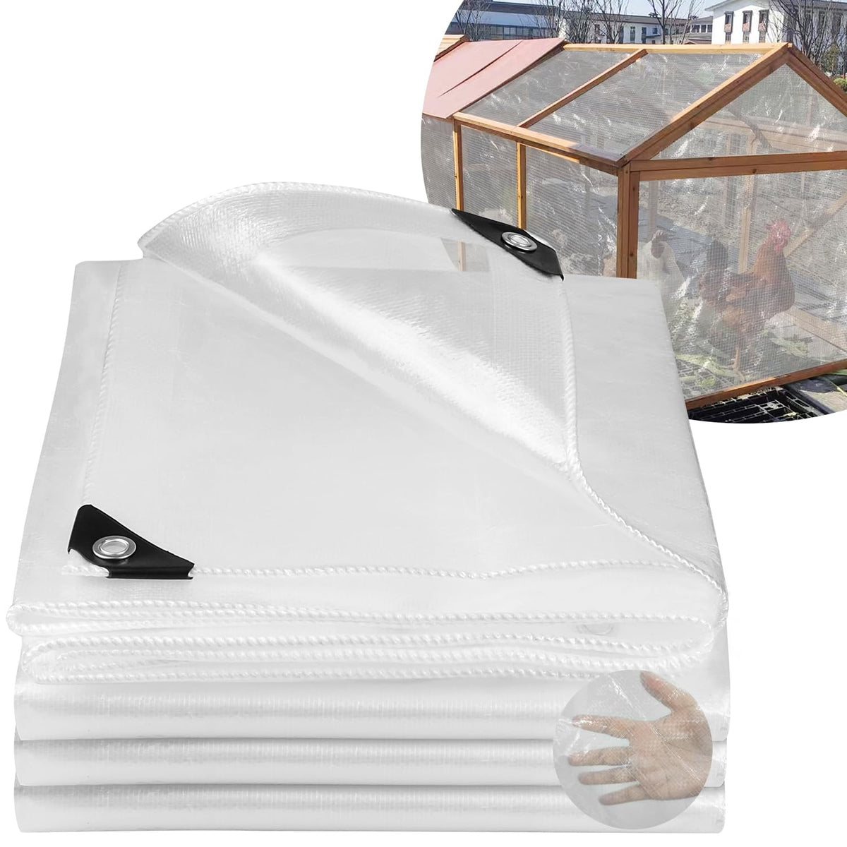 Clear Tarpaulin Waterproof Heavy Duty: 2m x 3m 130GSM Tear-Resistant PE Tarp with Reinforced Grommets - UV Protected Cover for Garden Pergola Ground &