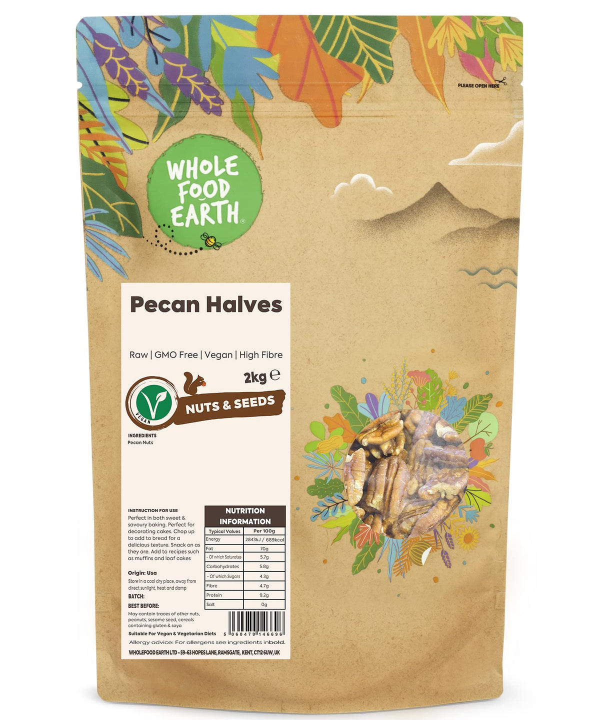 Wholefood Earth - Pecan Halves, 2 kg