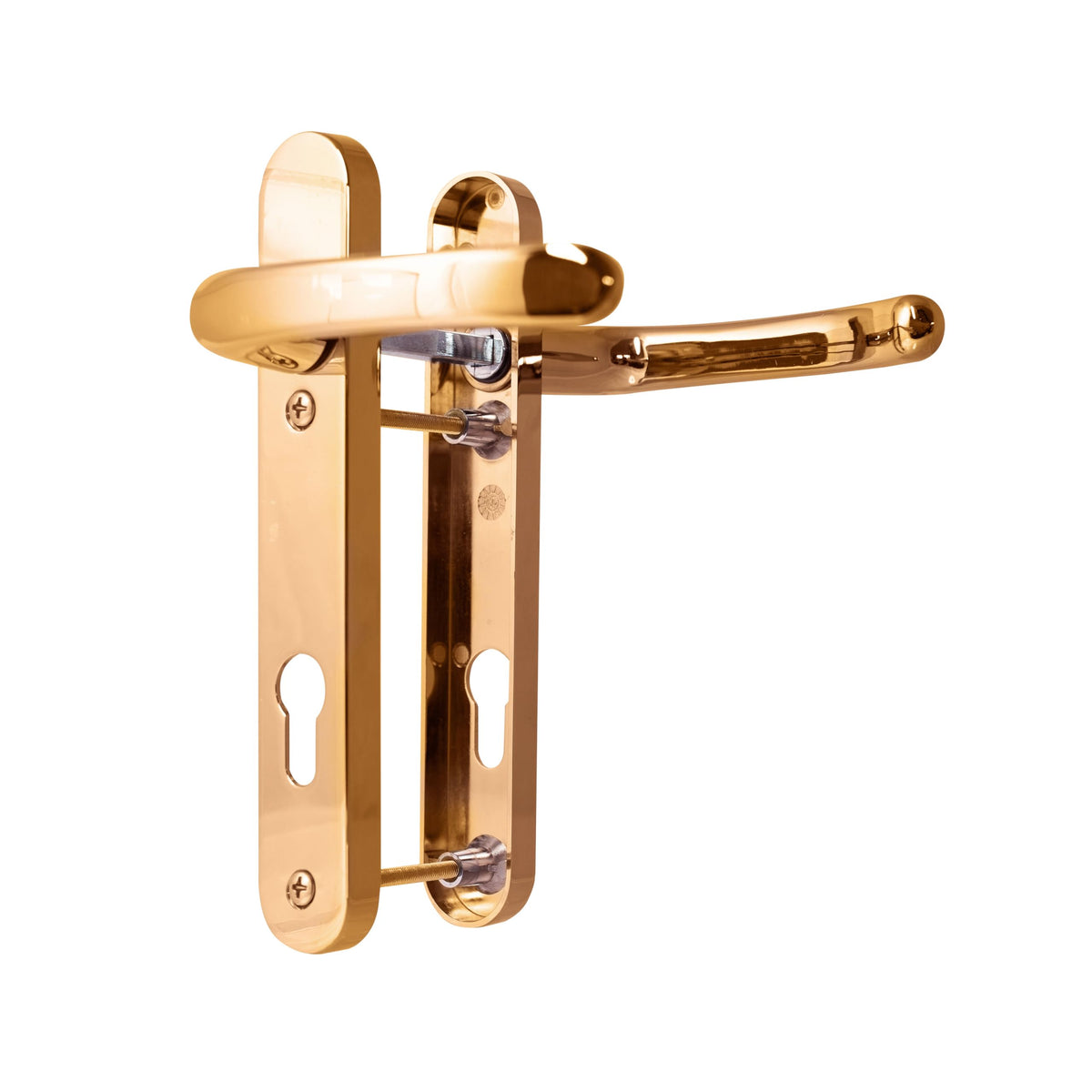 TSS UPVC Door Handle Set, 92mm PZ (Centres), Lever/Lever, Screw to Screw 122mm with Backplate 212mm x 34mm - Replacement PVC Door Handle (Polished