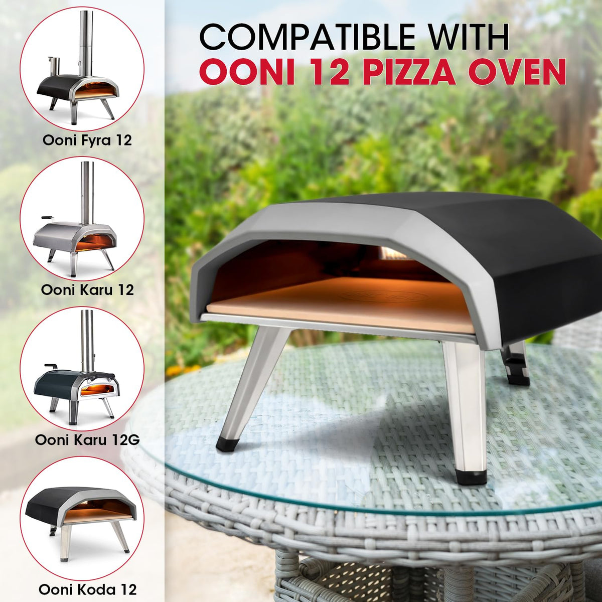 Unicook Square Pizza Stone 33cm, Heavy Duty Ceramic Baking Stone for Oven, BBQ and Grill, Ideal for Making Crisp Crust Pizza, Bread, Cookies and More,